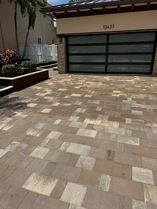 Restored paver driveway detail in Fort Lauderdale