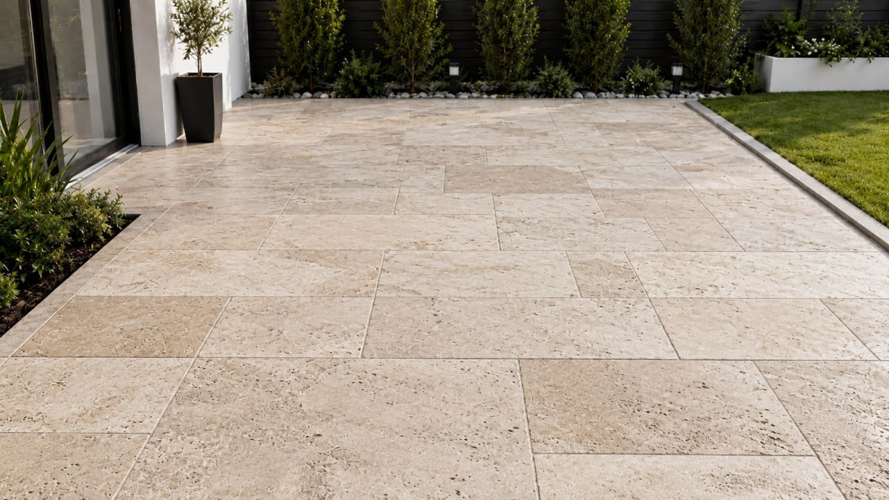 Travertine natural stone patio